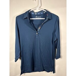 Peter Millar Womens Navy Blue Polo Shirt Sun Protection Golf Casual M